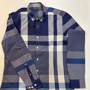 Stylish Blue and Gray Plaid Men's Shirt